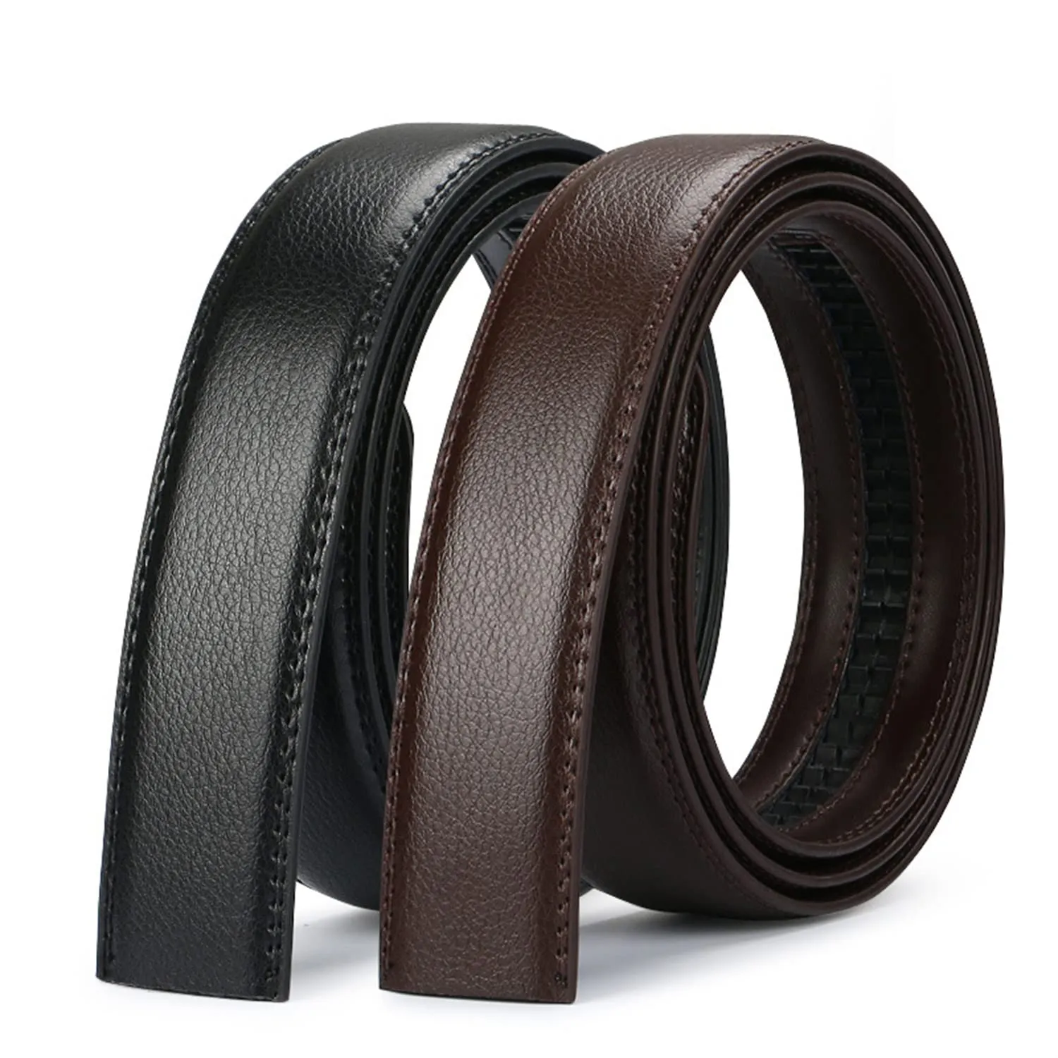 Aini Savoie 2 Pack Ratchet Belt for Men - Mens Belt Leather 1 3/8" for Casual Jeans - Fit 36" to 44" Waist Adjustable style 2