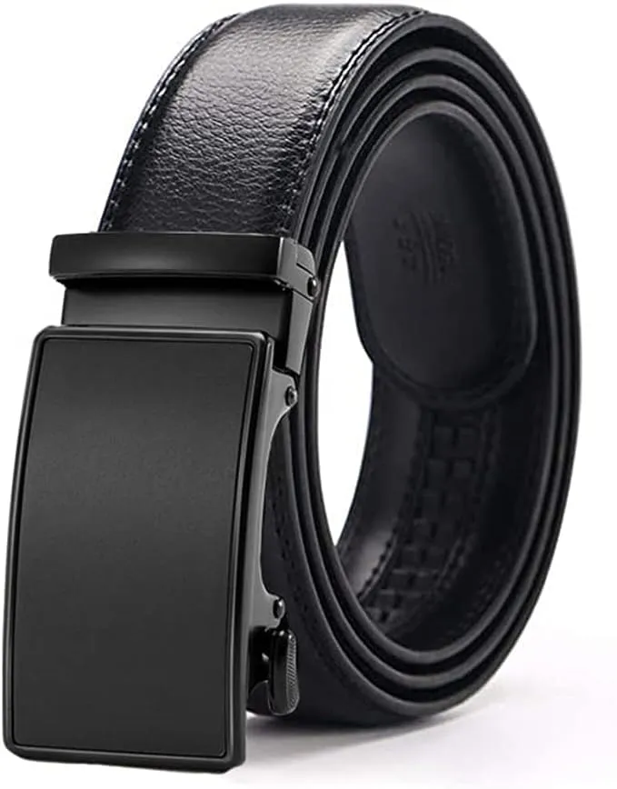 Aini Savoie 2 Pack Ratchet Belt for Men - Mens Belt Leather 1 3/8" for Casual Jeans - Fit 36" to 44" Waist Adjustable style 2