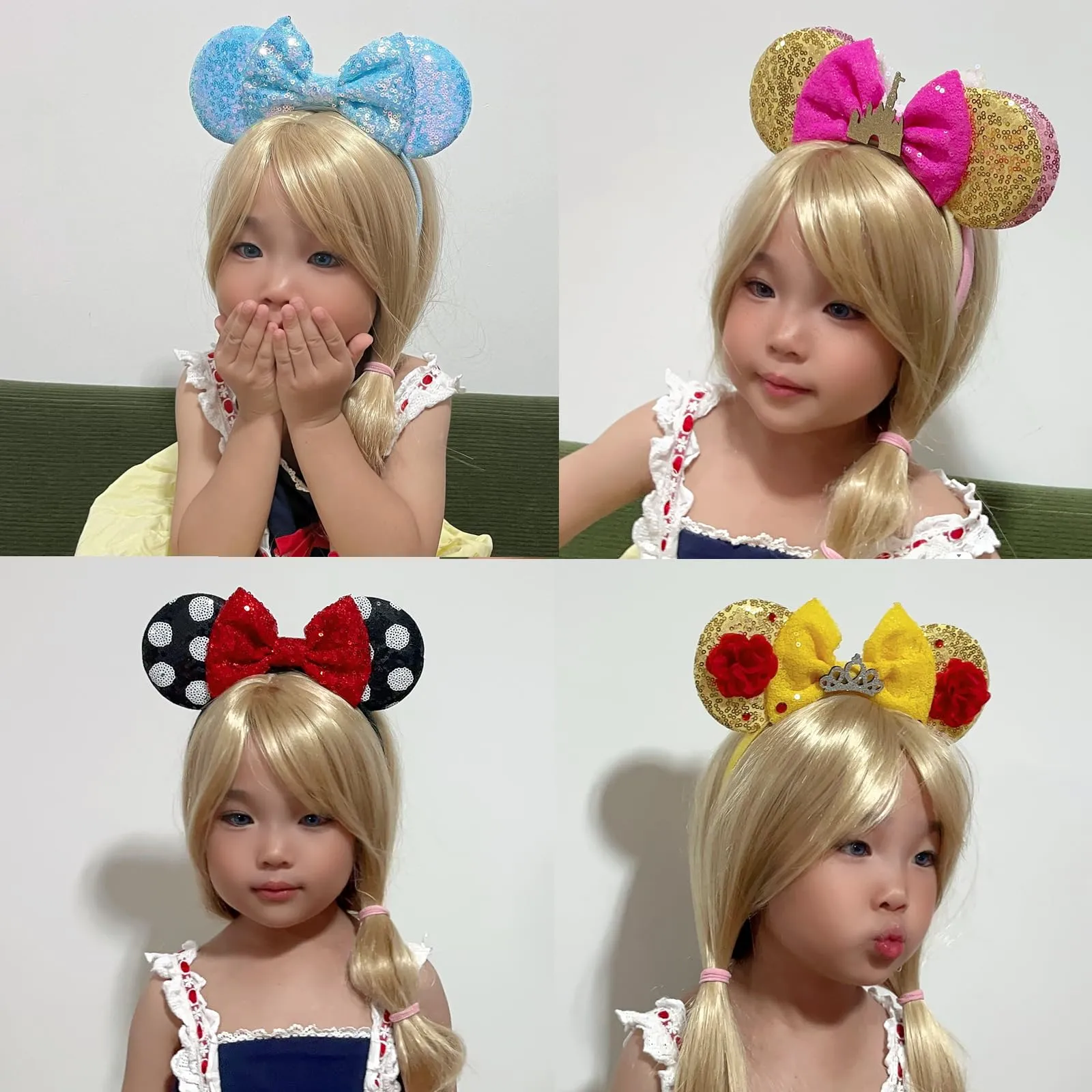 ASAHEL Mouse Ears Headbands Fashion Shiny Bows Mice Ears Birthday Parties Themed Events (Gold, Onesize)