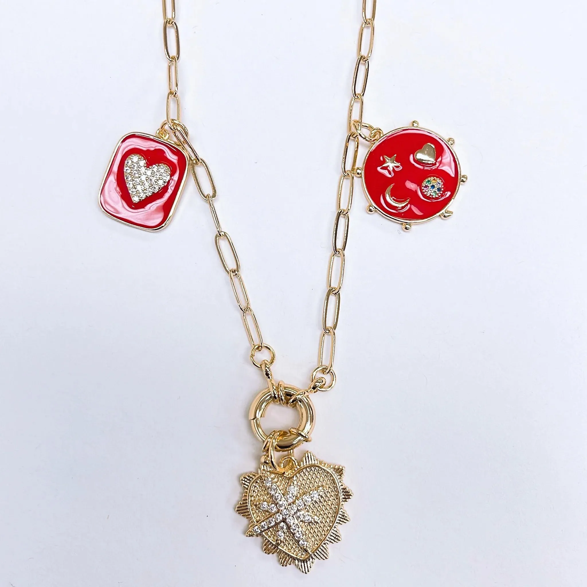 Ava Red Charm Necklace