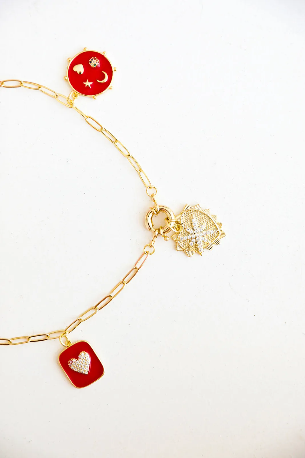 Ava Red Charm Necklace