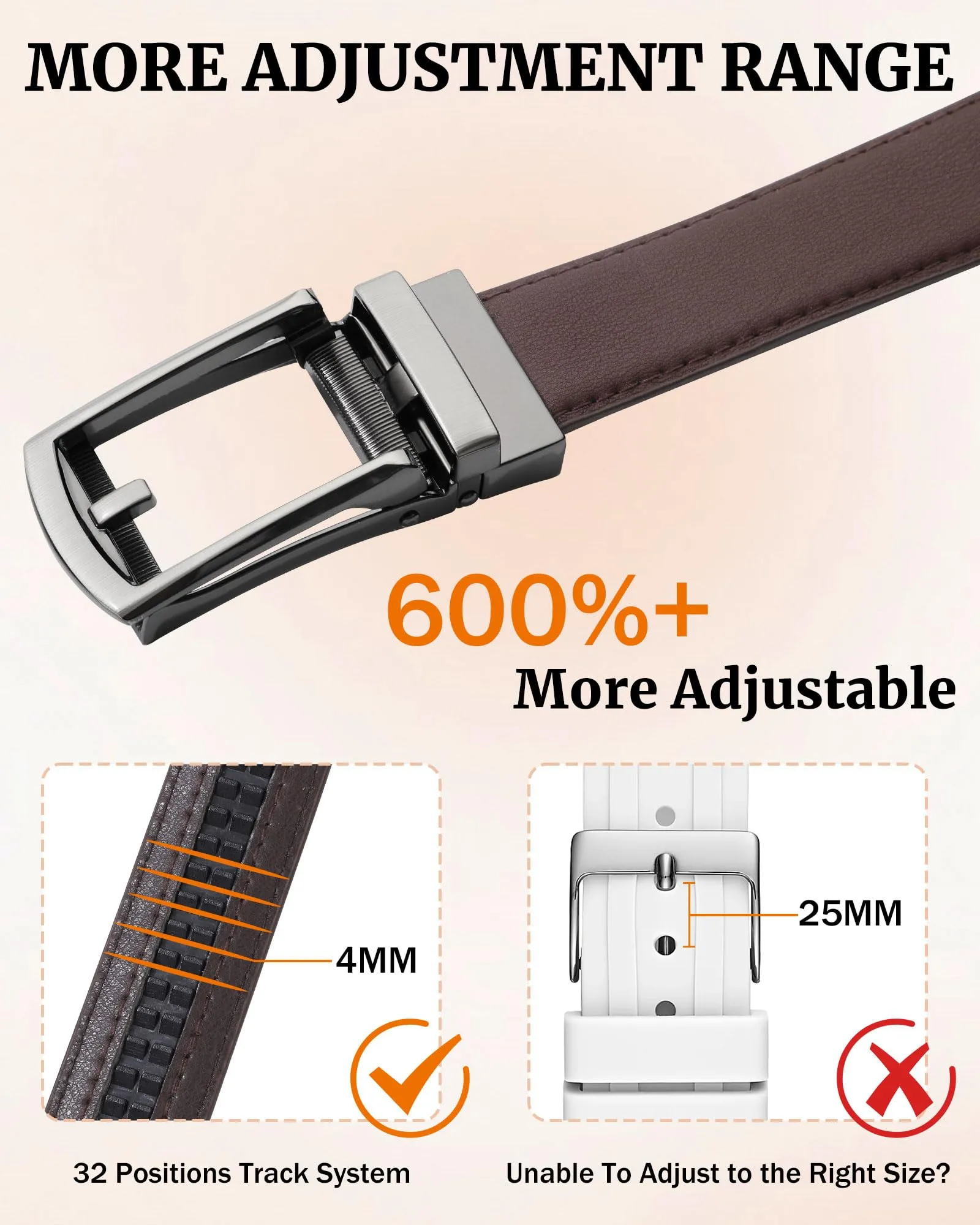 AWAYTR Boys Ratchet Belt for Kids - Black and Brown Leather Belts for Dress Pants Uniform Jeans (90cm,Gunmetal-Coffee)