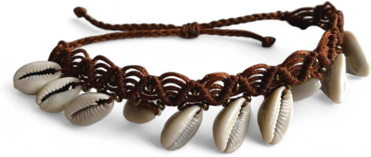 AYANA Cowrie Shell Handmade Macrame Anklet for Women | Adjustable Bohemian Beach Jewelry | Eco-Friendly, Handcrafted Macram with Ethically Sourced Cowry Shells | Women's Ethnic Anklet