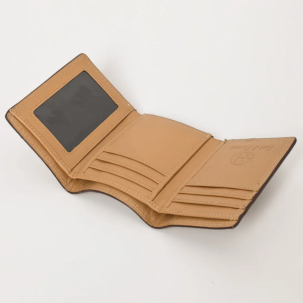 BAR H EQUINE Rodeo Floral Bifold & Trifold Wallet For Men Women Genuine Leather Tan
