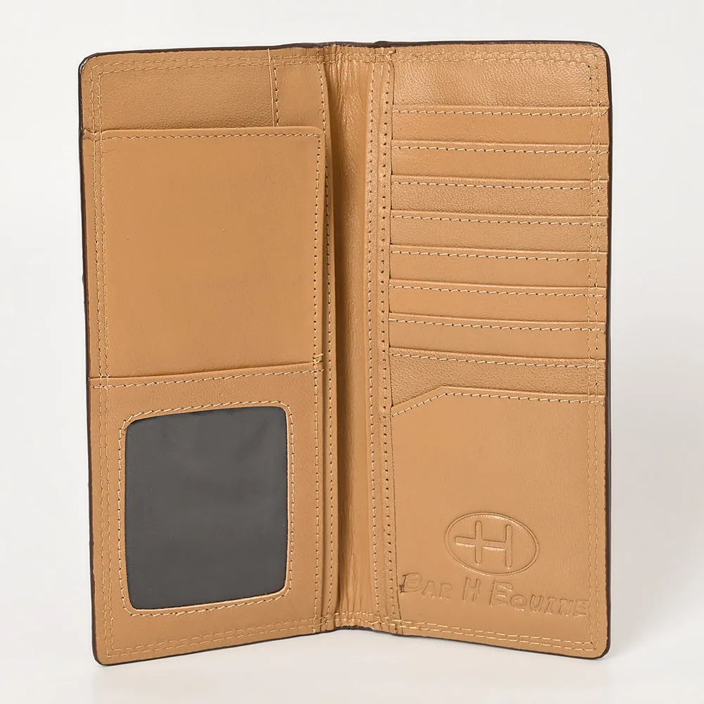 BAR H EQUINE Rodeo Floral Bifold & Trifold Wallet For Men Women Genuine Leather Tan