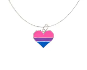 Bisexual Heart Charm Necklaces