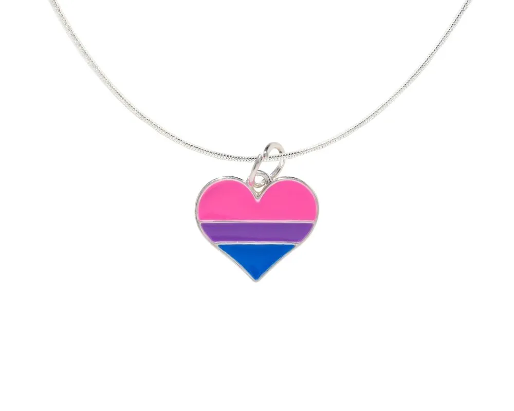 Bisexual Heart Charm Necklaces