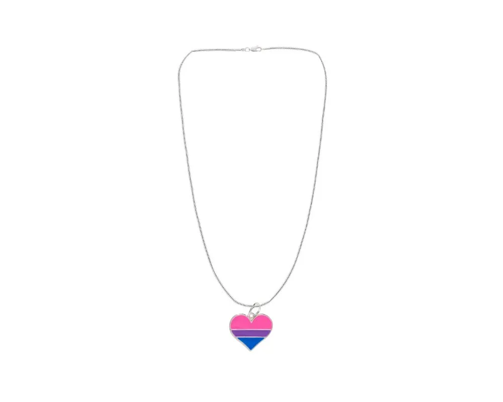 Bisexual Heart Charm Necklaces