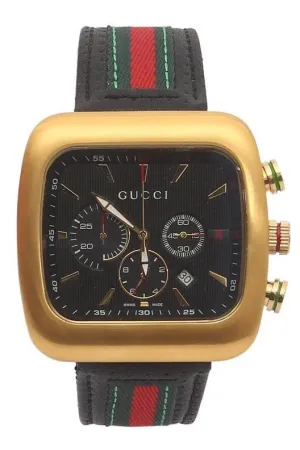 Black Leather Mens Watch