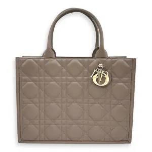 Book Tote Medium Warm Taupe Crossbody Bag in Macrocannage Calfskin, Gold hardware