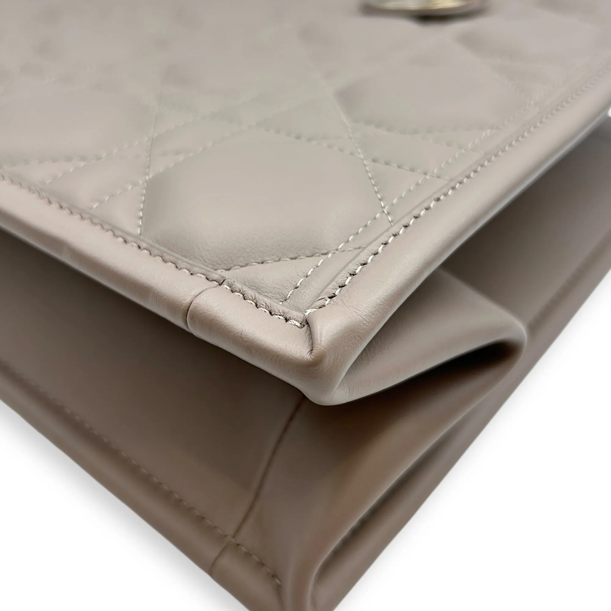 Book Tote Medium Warm Taupe Crossbody Bag in Macrocannage Calfskin, Gold hardware