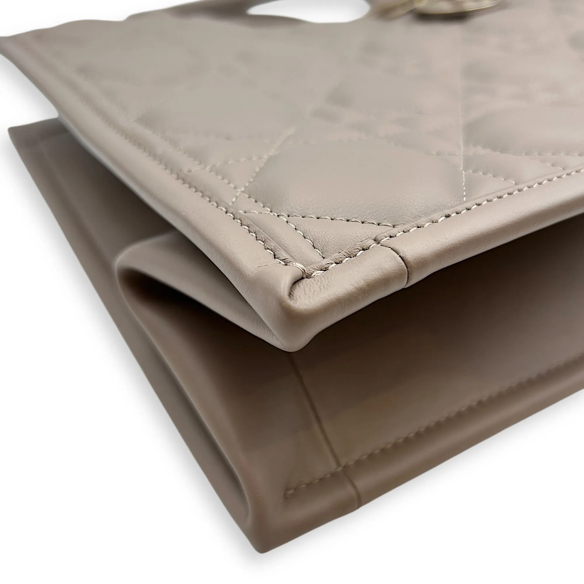 Book Tote Medium Warm Taupe Crossbody Bag in Macrocannage Calfskin, Gold hardware