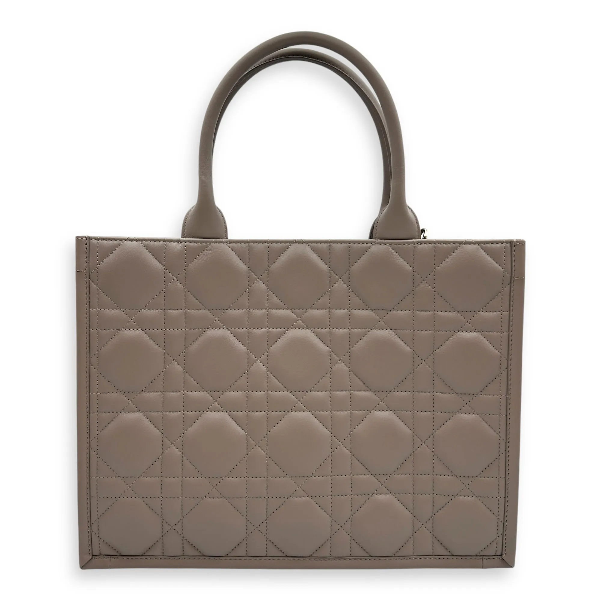 Book Tote Medium Warm Taupe Crossbody Bag in Macrocannage Calfskin, Gold hardware
