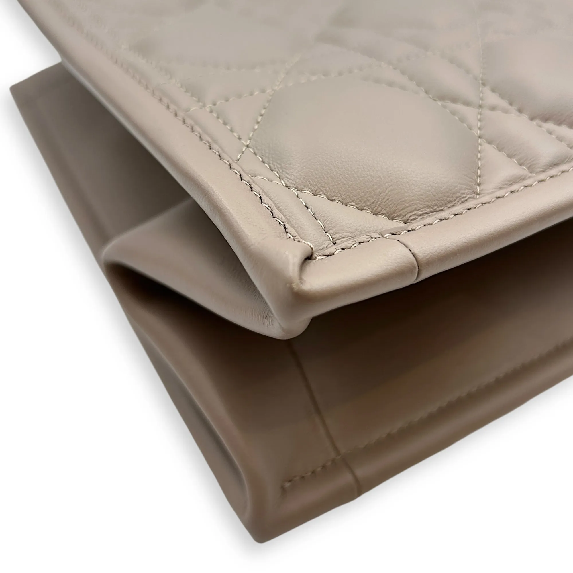 Book Tote Medium Warm Taupe Crossbody Bag in Macrocannage Calfskin, Gold hardware