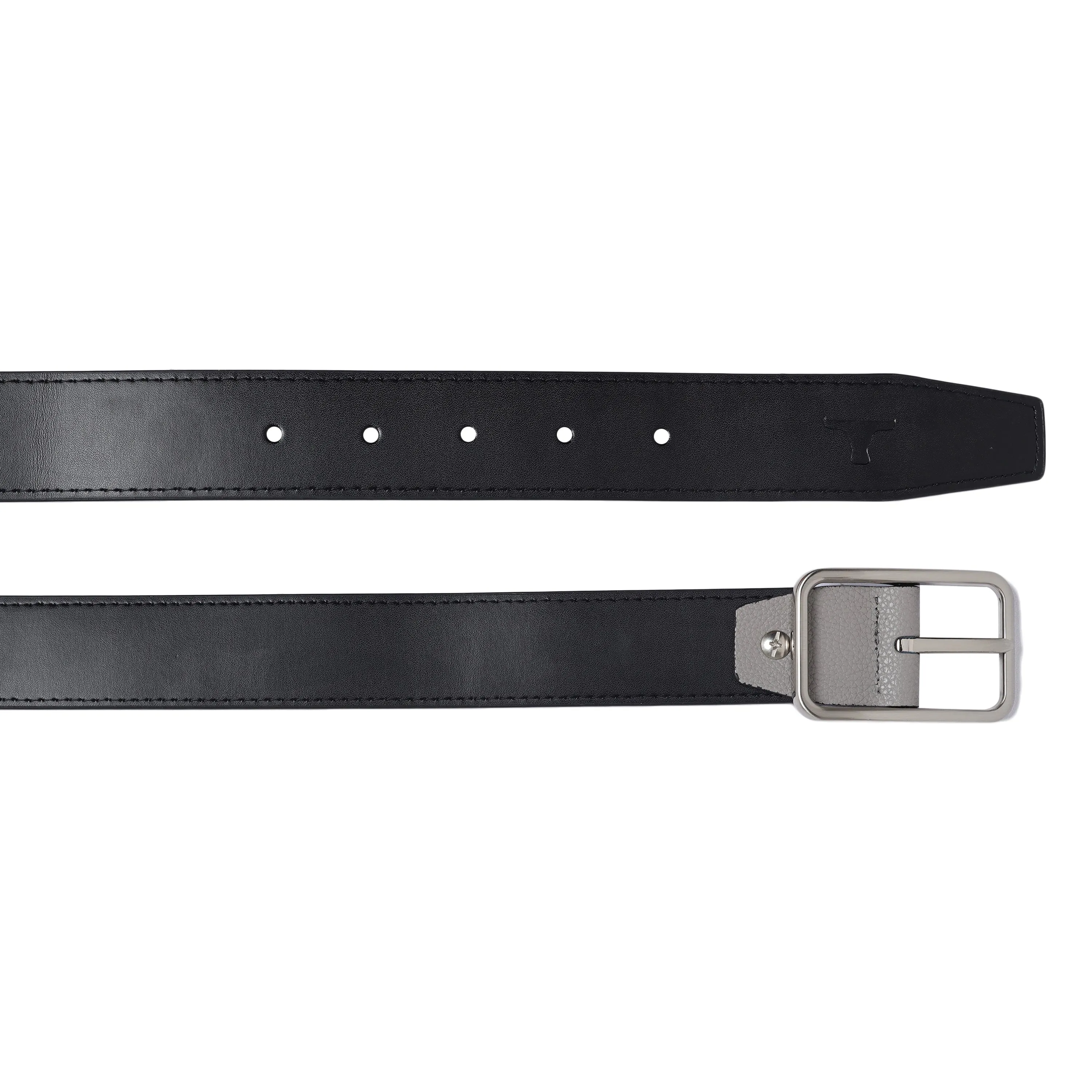 Bulchee Men's Genuine Leather Reversible Hickok Turning Buckle (Formal, Grey/Black) BUL2235B