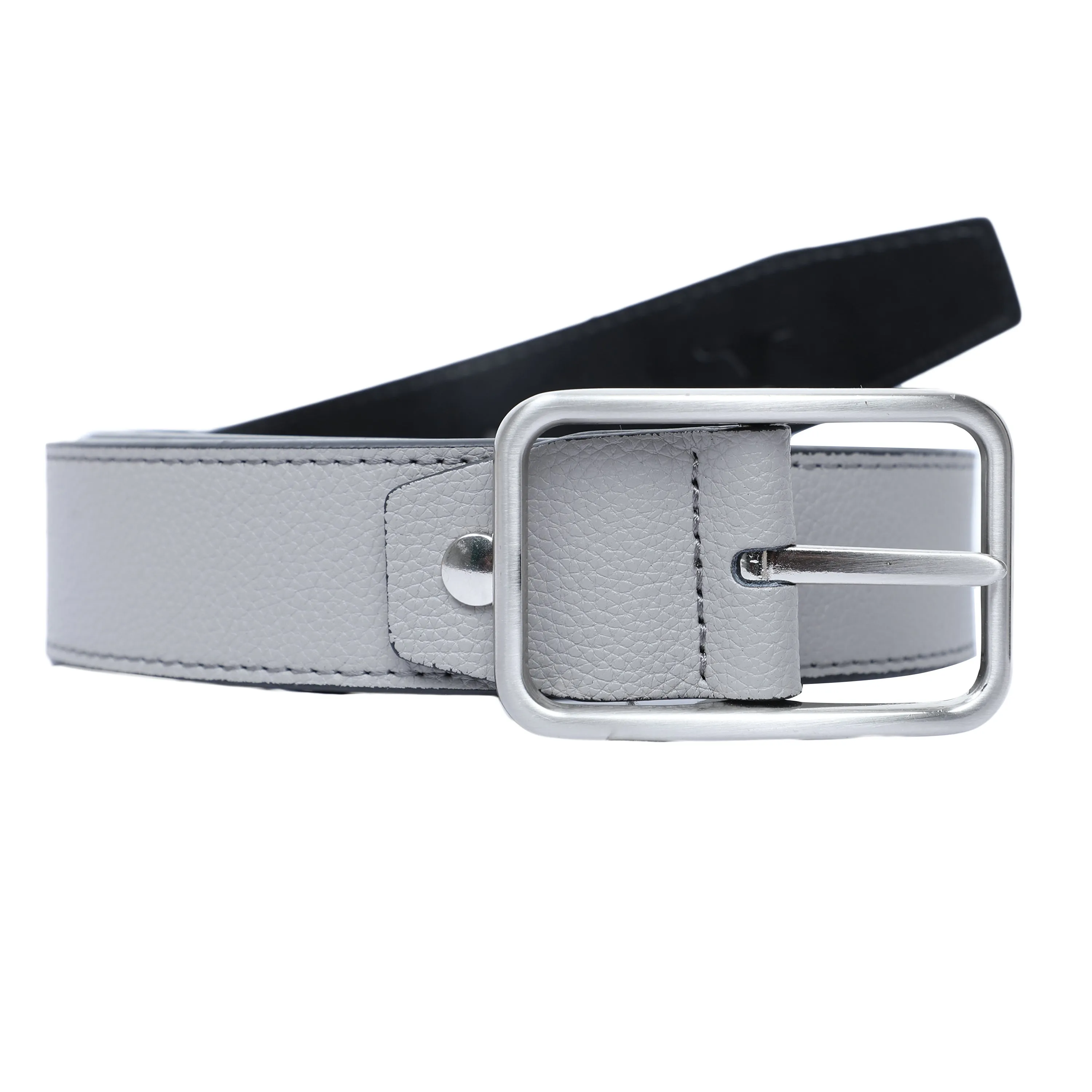 Bulchee Men's Genuine Leather Reversible Hickok Turning Buckle (Formal, Grey/Black) BUL2235B