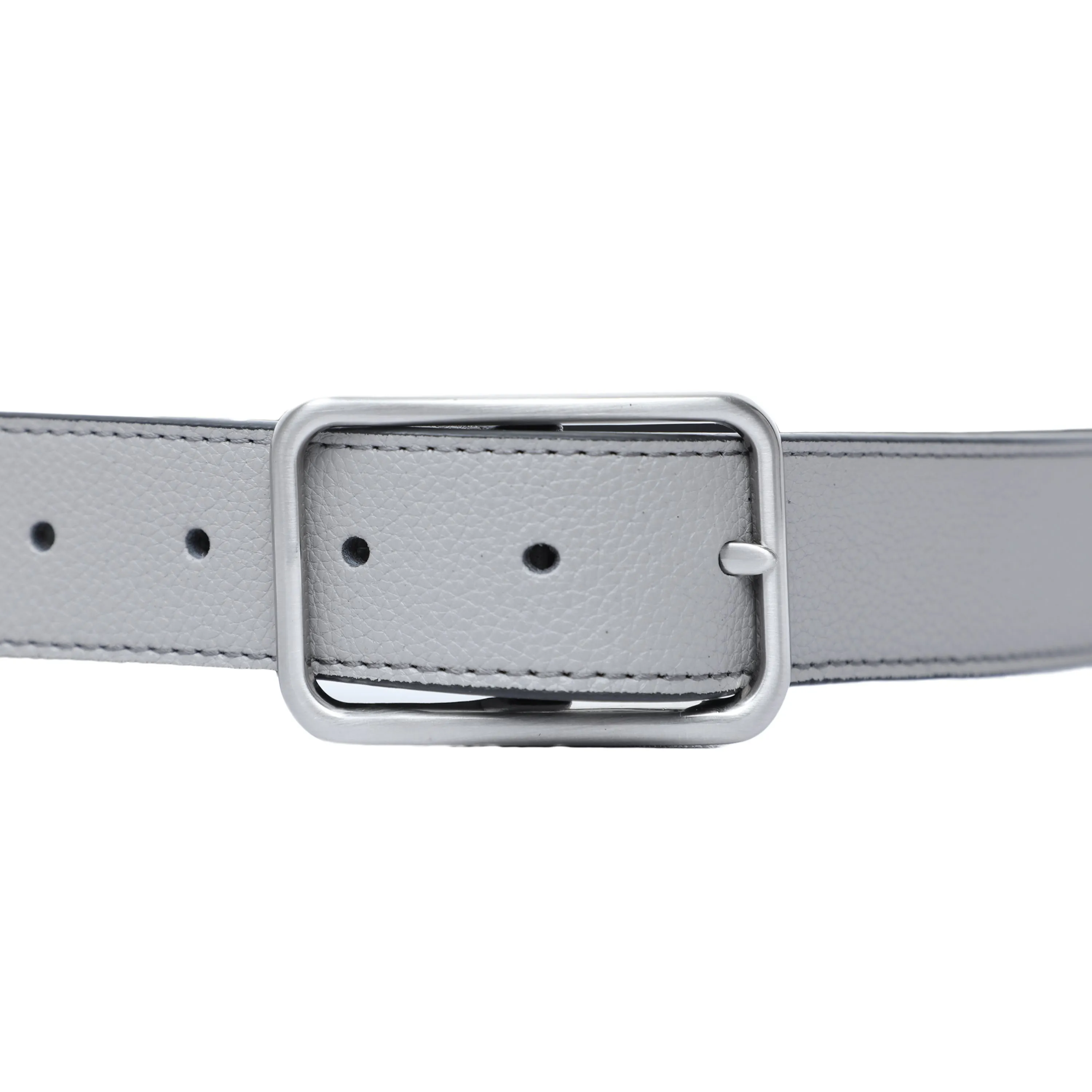 Bulchee Men's Genuine Leather Reversible Hickok Turning Buckle (Formal, Grey/Black) BUL2235B