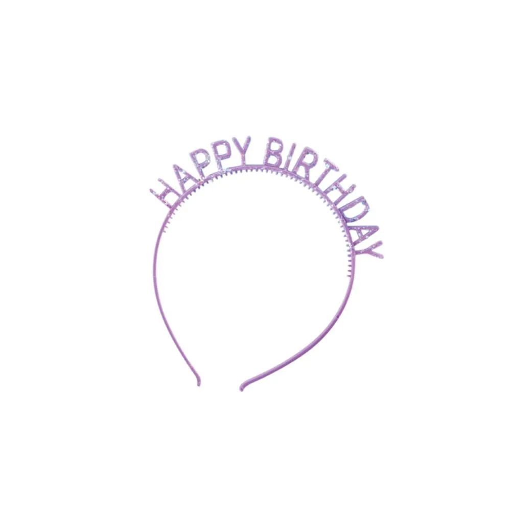 Bulk Assorted Colors Happy Birthday Headbands with Glitter (48 per Case)