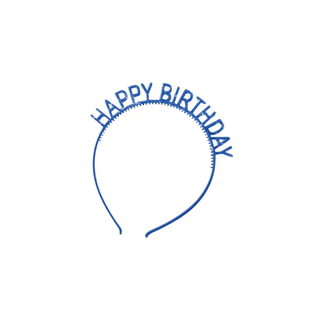 Bulk Assorted Colors Happy Birthday Headbands with Glitter (48 per Case)