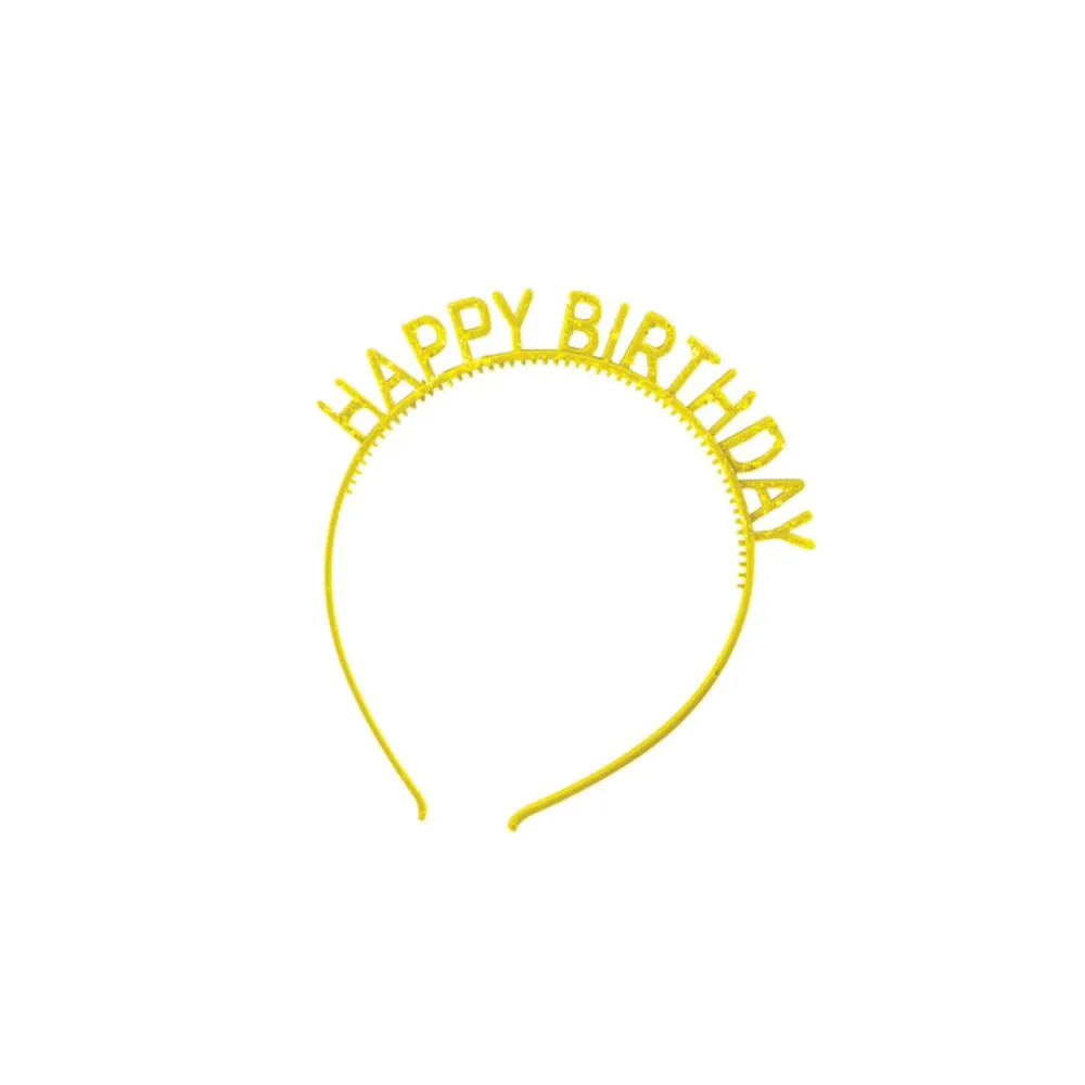 Bulk Assorted Colors Happy Birthday Headbands with Glitter (48 per Case)