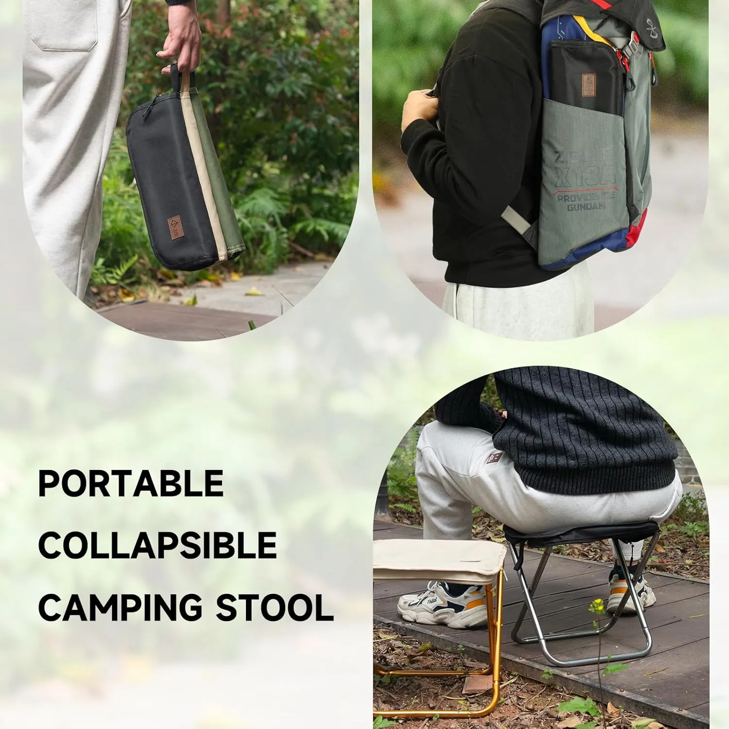 Camping StoolPortable Foldable Stool Adult Collapsible Chairs for Fishing Outdoor Hiking 300 LBS Load