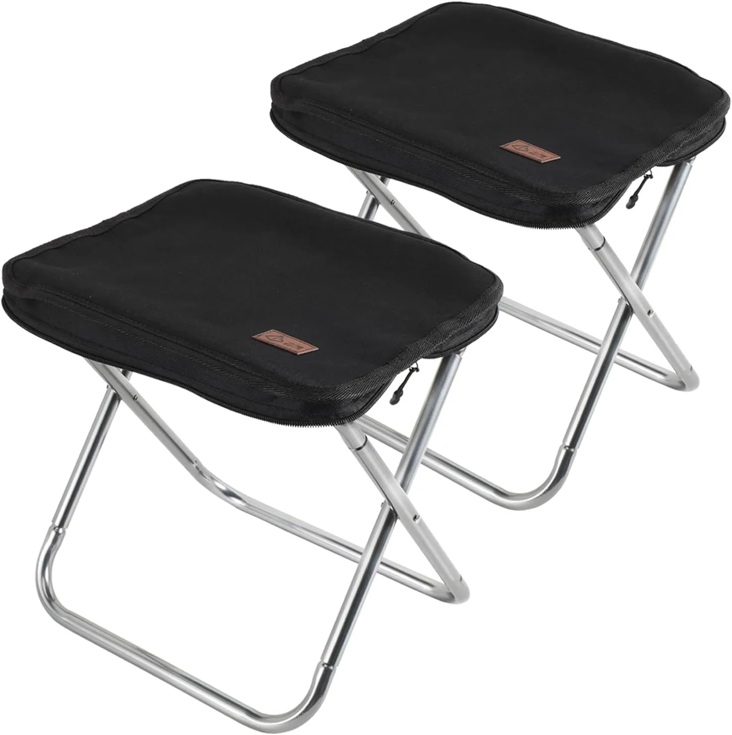 Camping StoolPortable Foldable Stool aldult Collapsible Chairs Fishing Stool for Outdoor Hiking 300 LBS Load Black 2-Piece Set