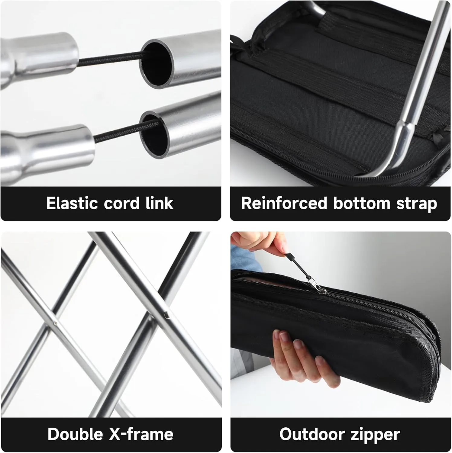 Camping StoolPortable Foldable Stool aldult Collapsible Chairs Fishing Stool for Outdoor Hiking 300 LBS Load Black 2-Piece Set