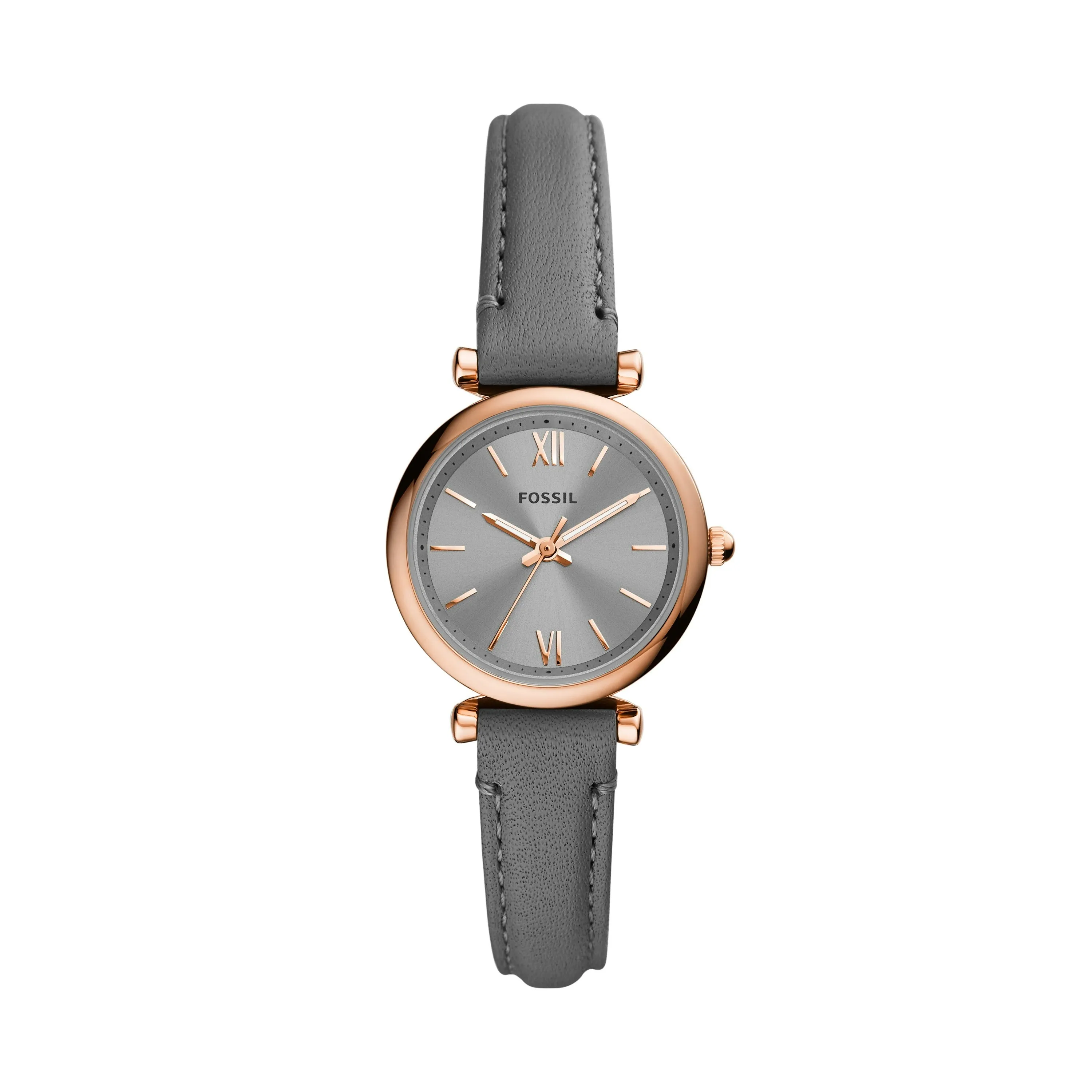 Carlie Mini Three-Hand Gray Leather Watch