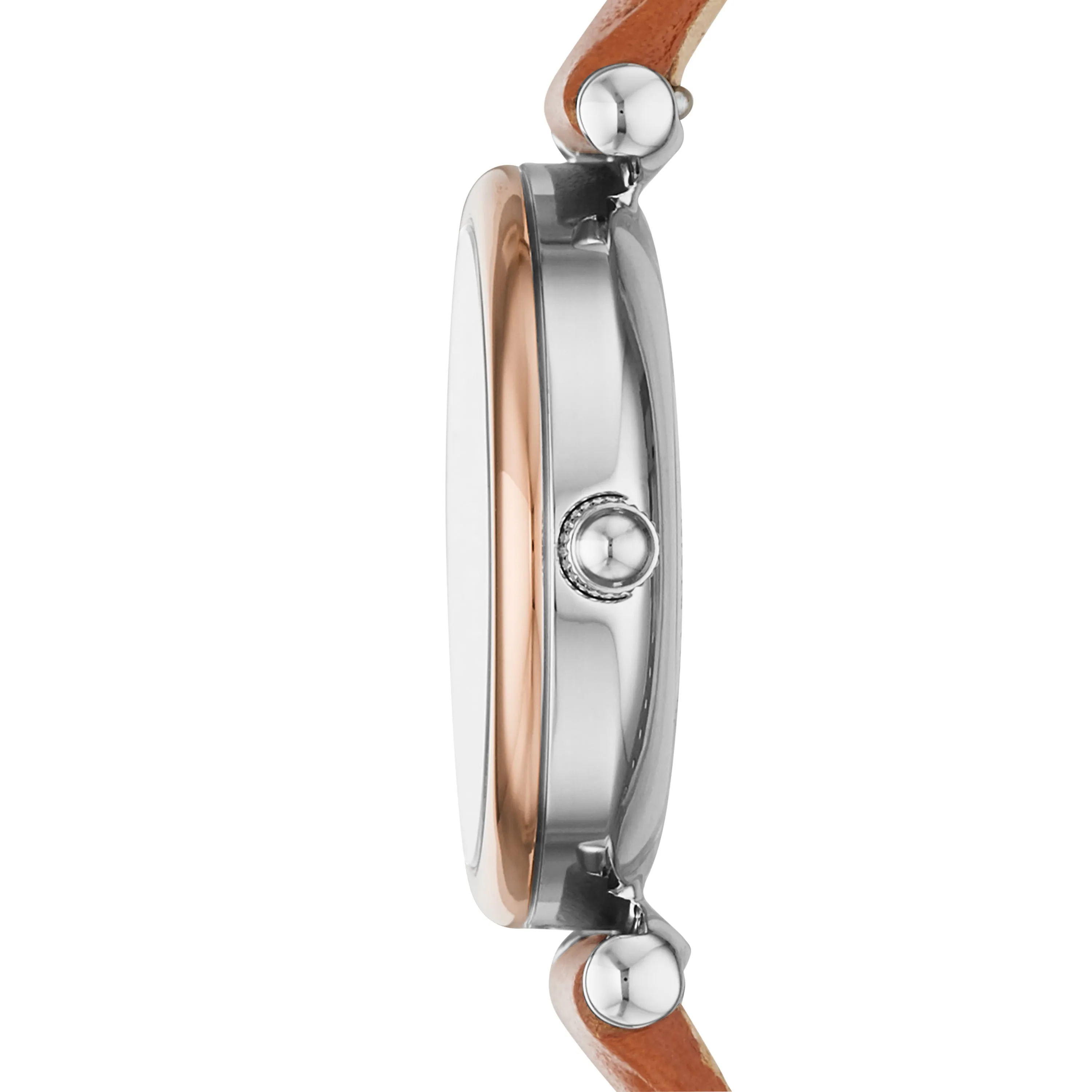 Carlie Mini Three-Hand Tan Leather Watch