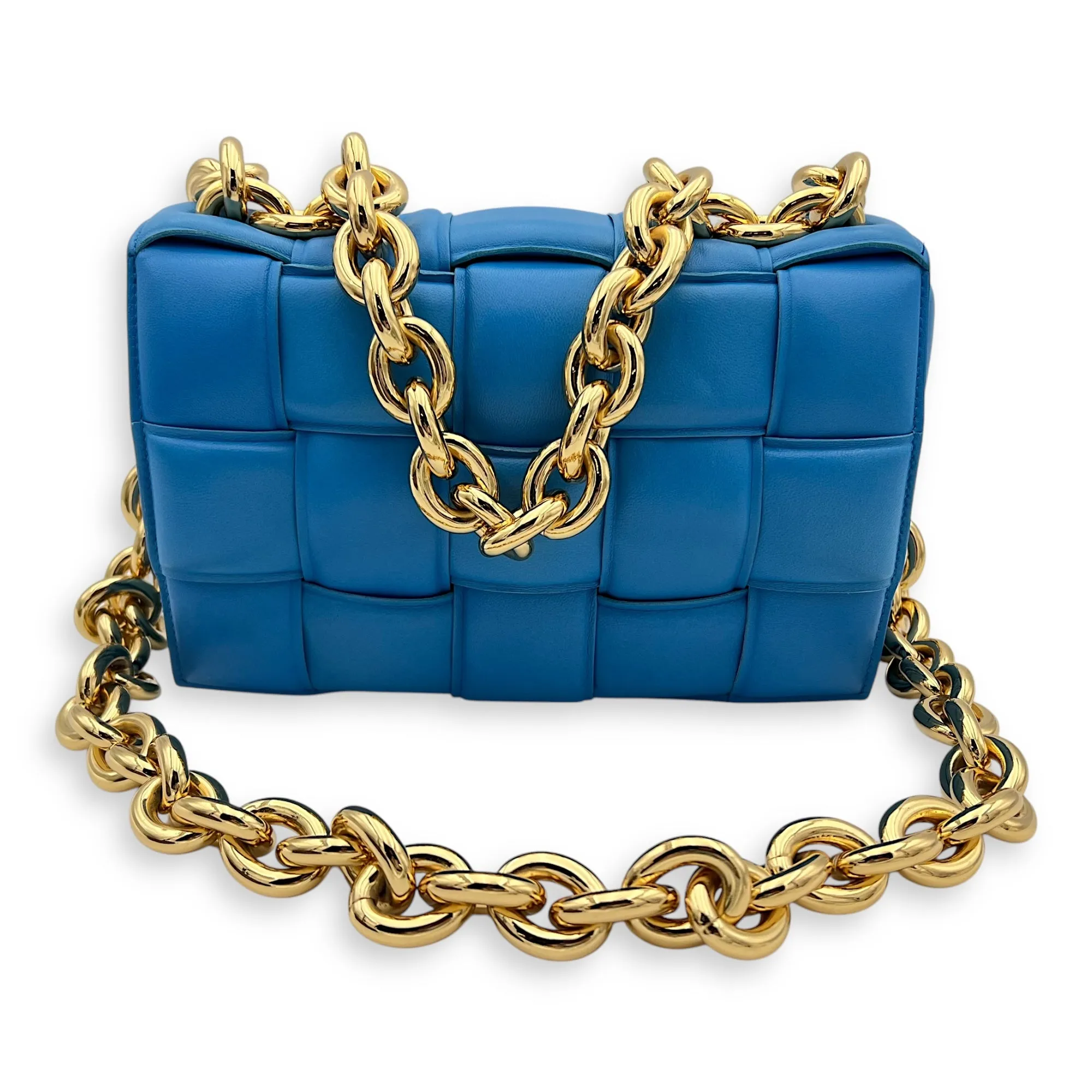 Cassette Crossbody Bag Blue in Lambskin, Gold hardware