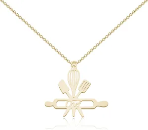 CENWA Chef Charm Necklace Cooking Pendant Necklace Chef Jewelry Gift for Chef Cooking Knife Pendant Gift For The Cook