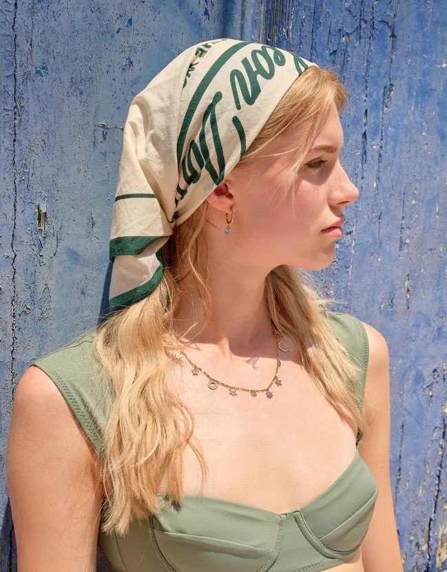 Charm Necklace Gold Aqua