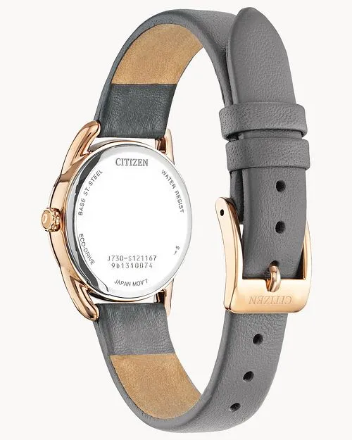 Citizen Weekender Gray Dial Leather Strap Watch FE1218-05H