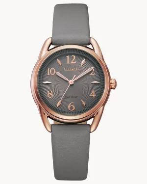 Citizen Weekender Gray Dial Leather Strap Watch FE1218-05H