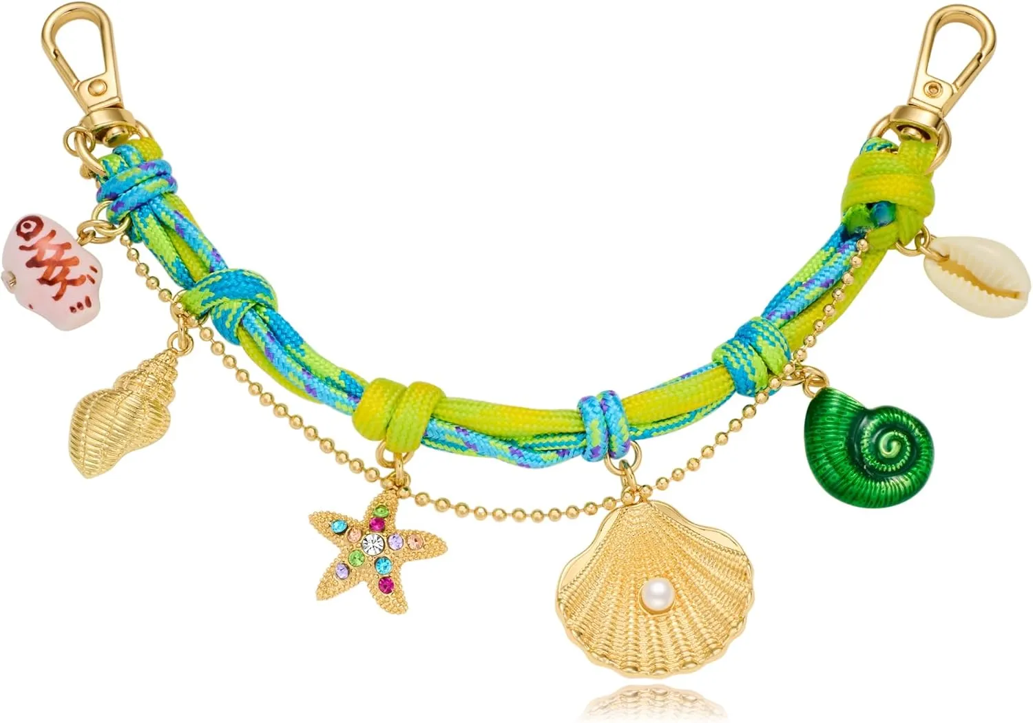 CLASSYZINT Ocean Theme Keychain Lobster Claw Clasp Shell/Bow/Pearl Charms Beach Vacation & Daily Accessories