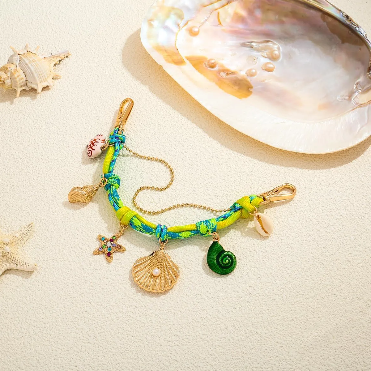 CLASSYZINT Ocean Theme Keychain Lobster Claw Clasp Shell/Bow/Pearl Charms Beach Vacation & Daily Accessories