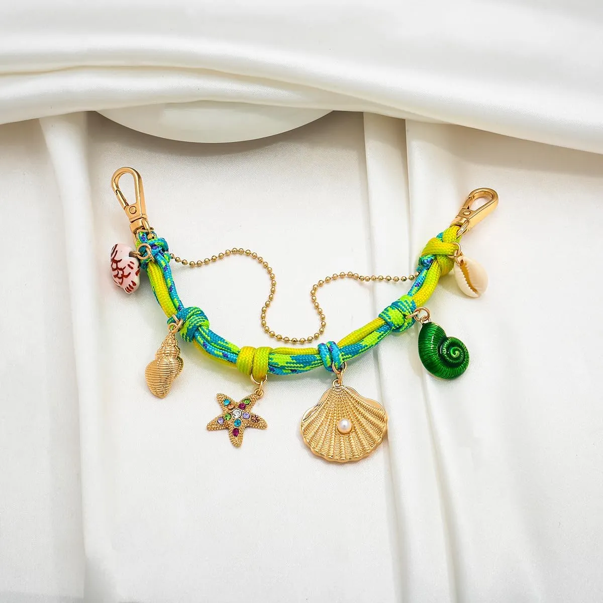 CLASSYZINT Ocean Theme Keychain Lobster Claw Clasp Shell/Bow/Pearl Charms Beach Vacation & Daily Accessories