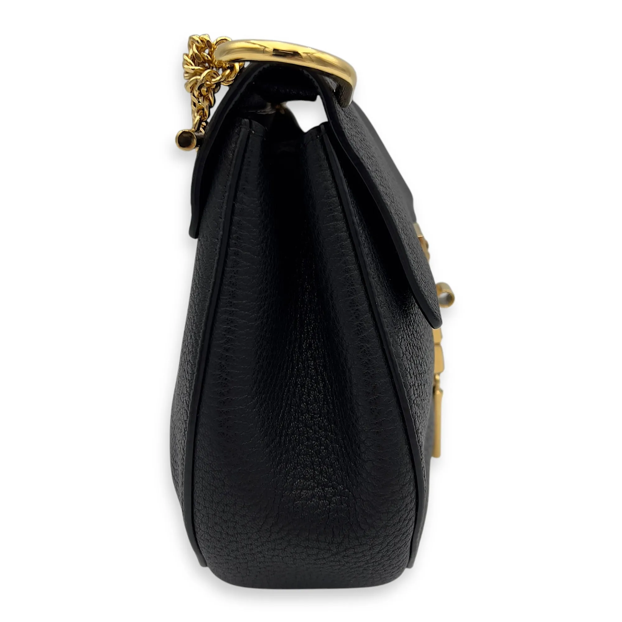 Drew Crossbody Bag Black in Calfskin, Gold hardware