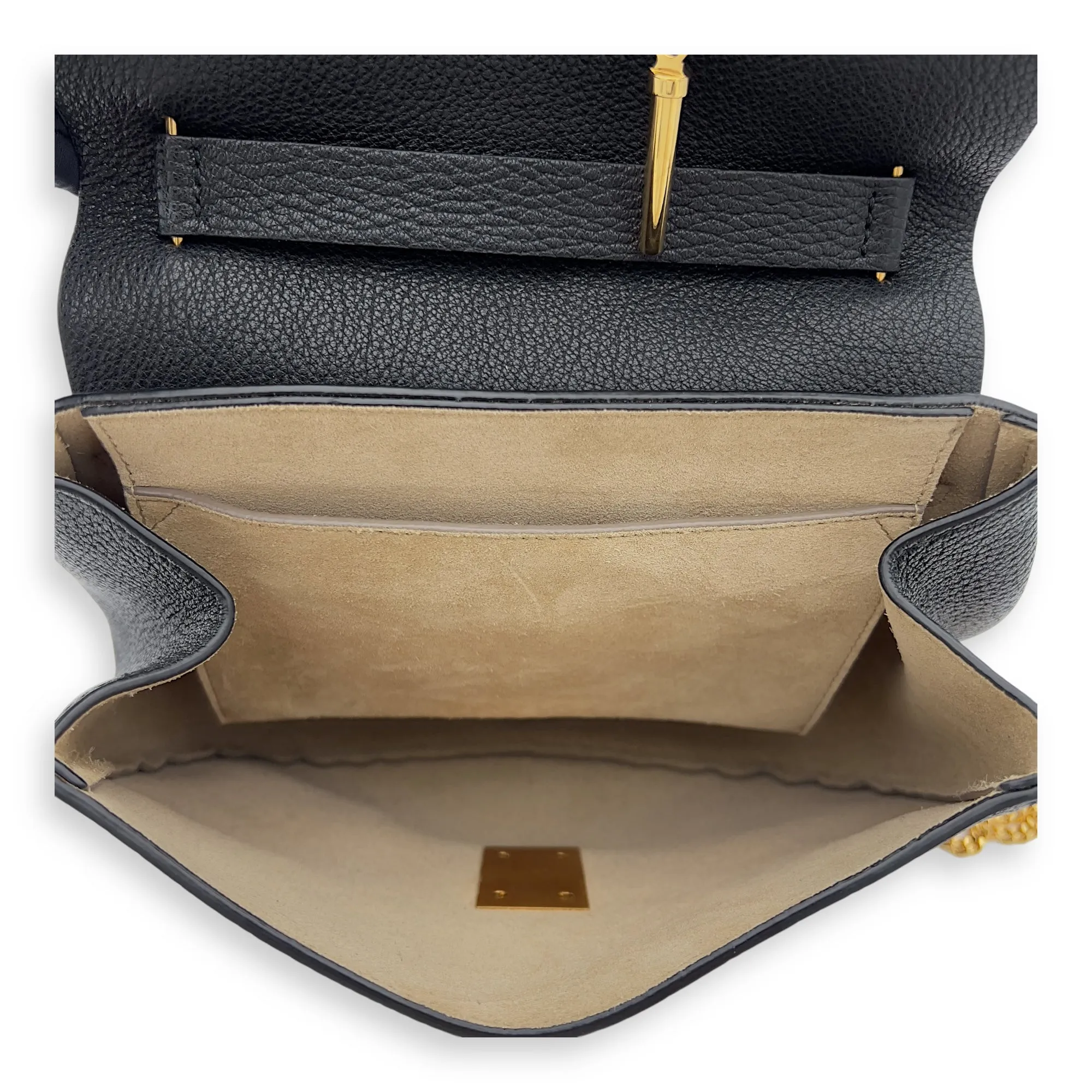 Drew Crossbody Bag Black in Calfskin, Gold hardware