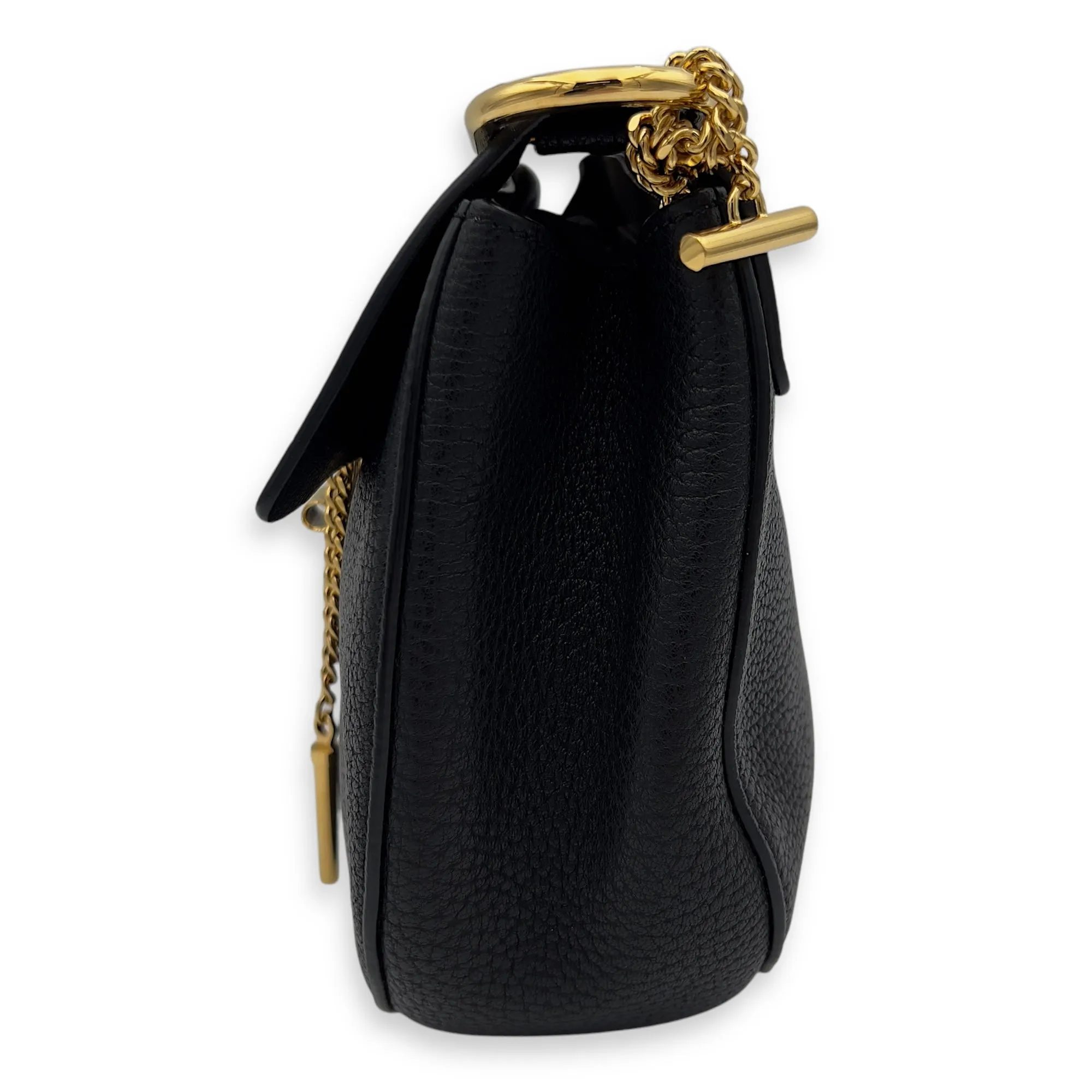 Drew Crossbody Bag Black in Calfskin, Gold hardware