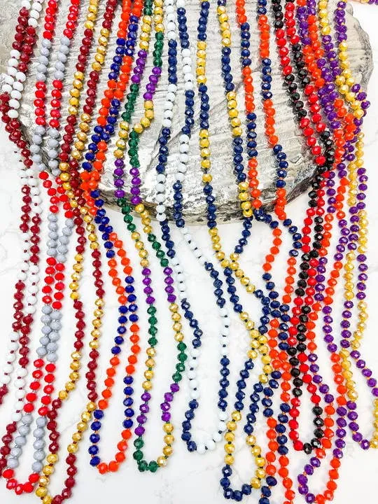 Endless Beaded Long Necklaces: Crimson & Gold