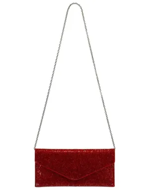 Envelope Red Crystal Clutch