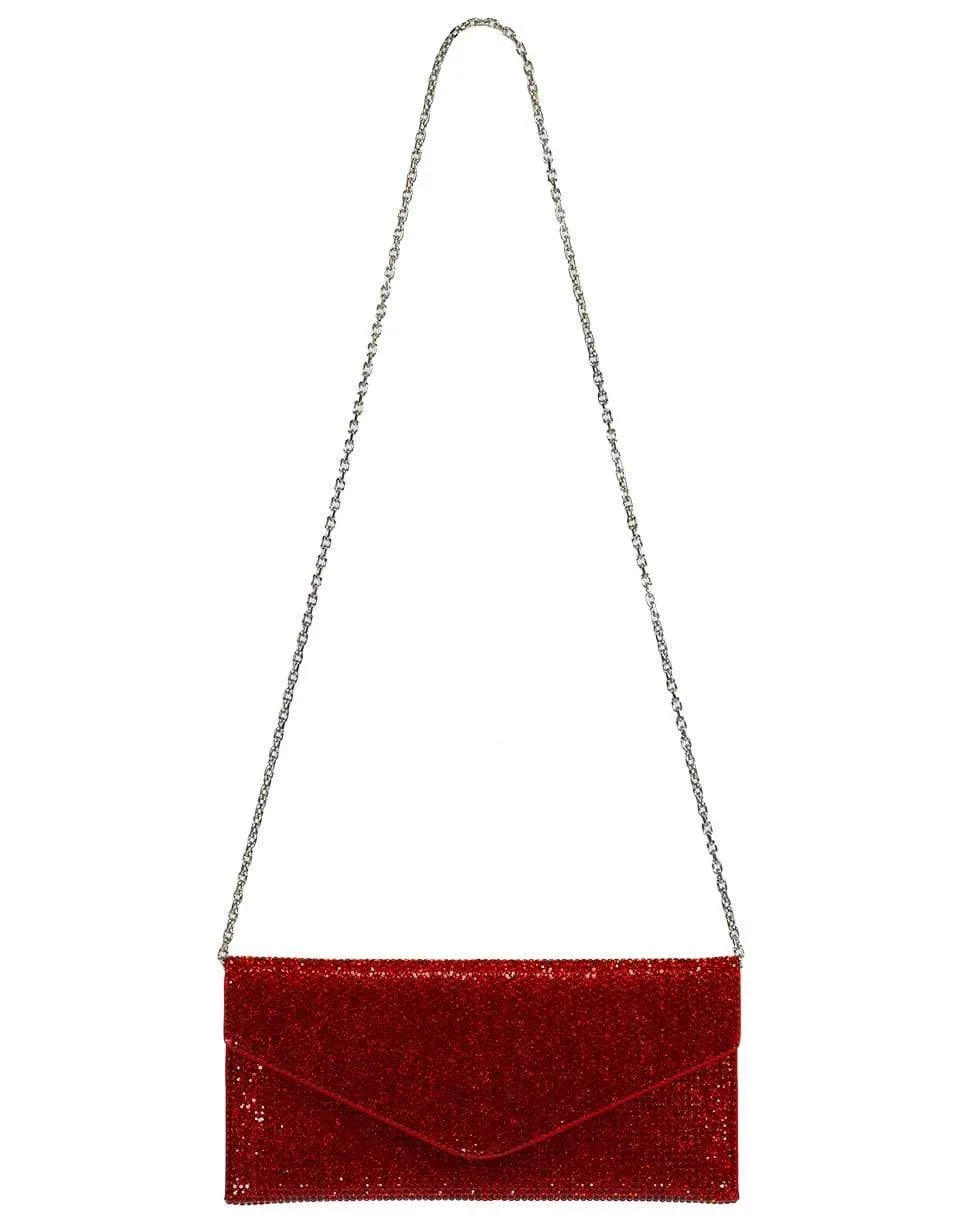 Envelope Red Crystal Clutch