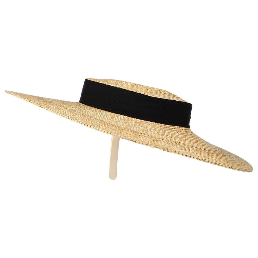 Failsworth Hats Pearl Straw Boater Hat - Natural-Black