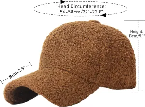 Faux-Sherpa-Baseball-Hat for Women & Men Winter Warm Faux Shearling Baseball Cap Teddy-Fleece Hip-Hop Cap