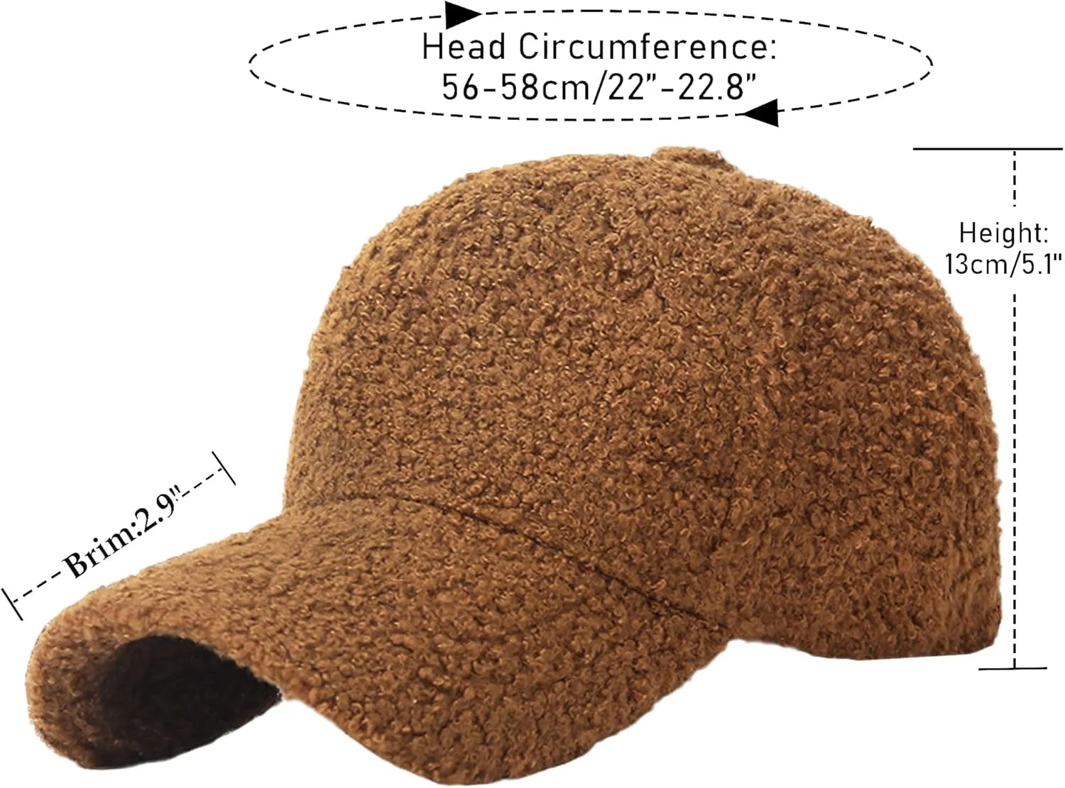 Faux-Sherpa-Baseball-Hat for Women & Men Winter Warm Faux Shearling Baseball Cap Teddy-Fleece Hip-Hop Cap