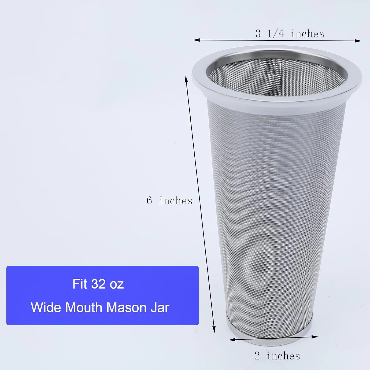 Fermus Cold Brew Coffee Filter for 32oz / 1Quart Wide Mouth Mason Jar Infuser 304 Stainless Steel Strainer with Seal Ring Design for Grounds Tea Fruit Coffee Filter (32 Ounces Mason Jar Filter)