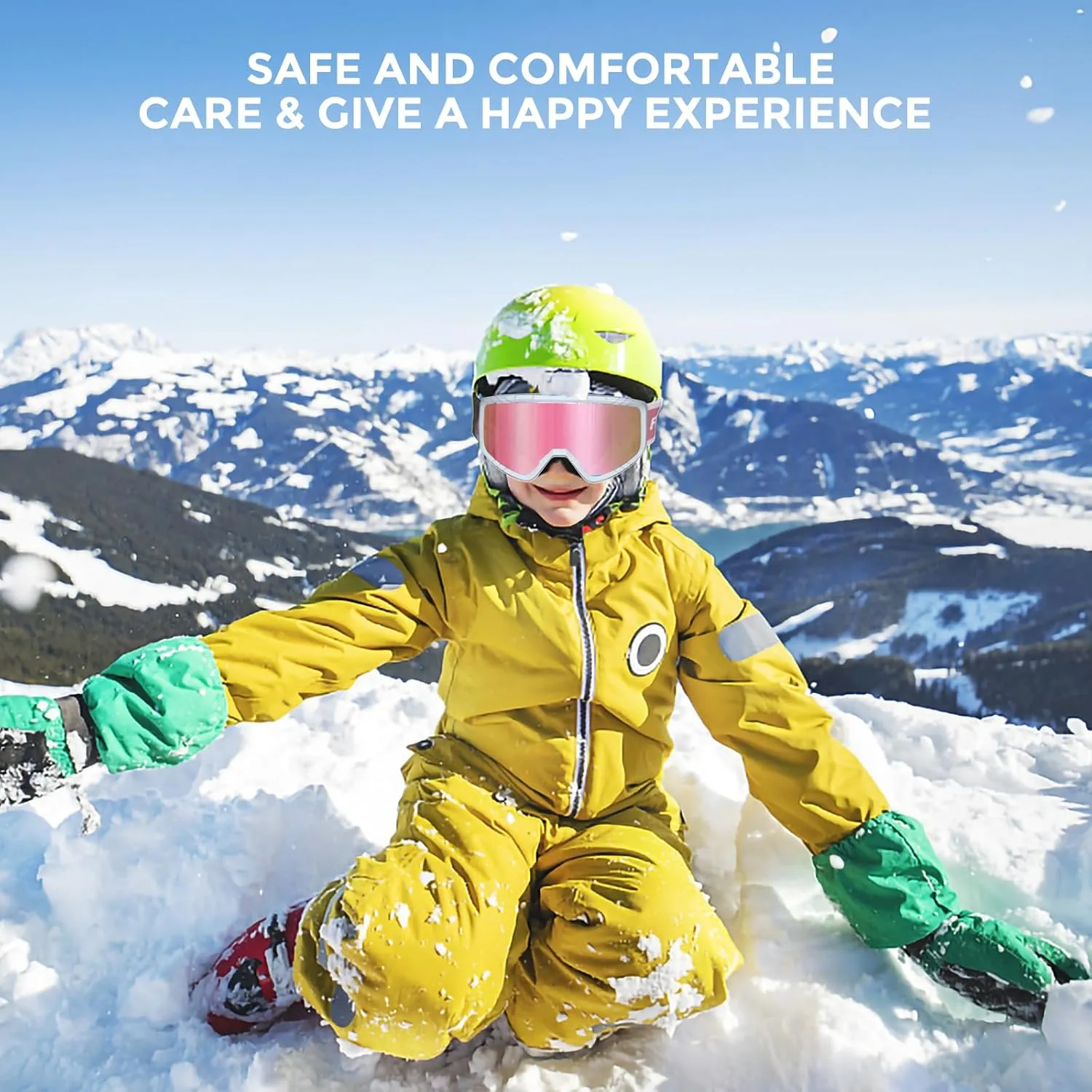 findway Kids Ski Goggles for Boys Girls Youth-OTG Anti-Fog Over Glasses Kids Snow/Snowboard Goggles