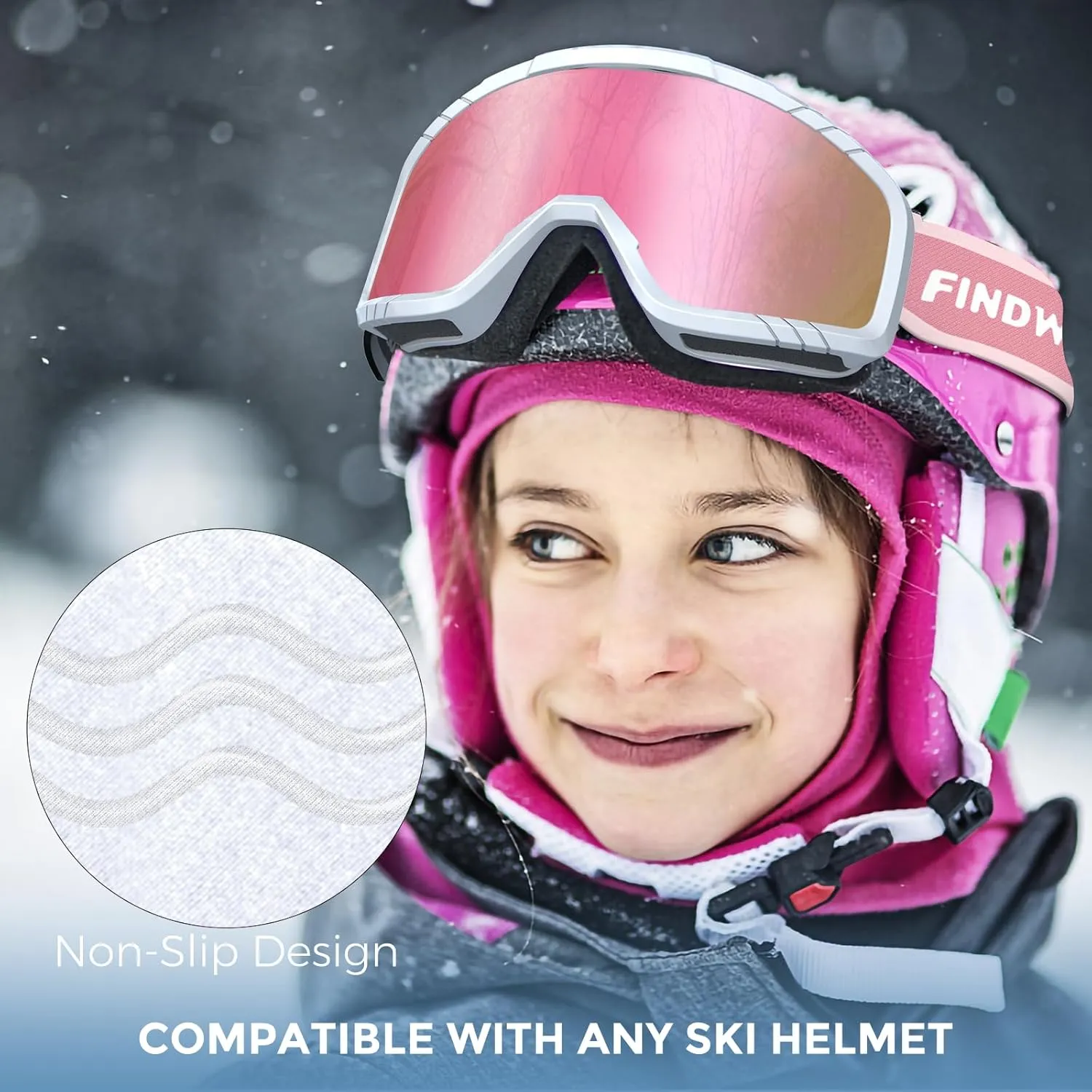 findway Kids Ski Goggles for Boys Girls Youth-OTG Anti-Fog Over Glasses Kids Snow/Snowboard Goggles