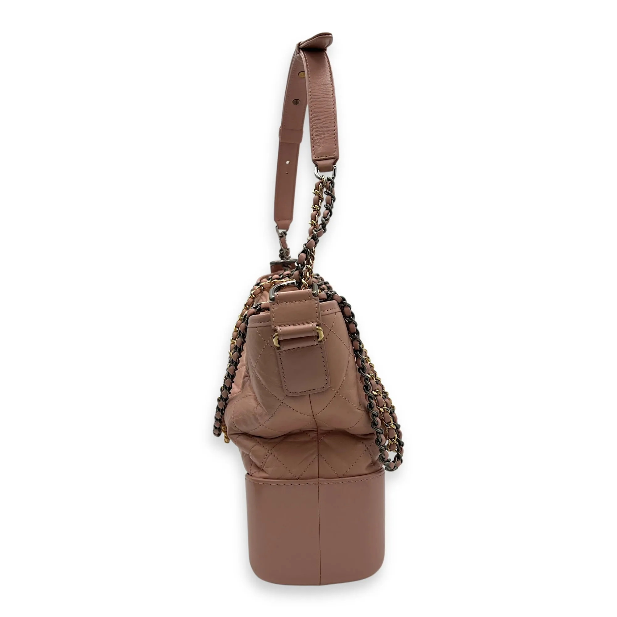 Gabrielle Crossbody Bag Medium Pink in Calfskin, Gold hardware